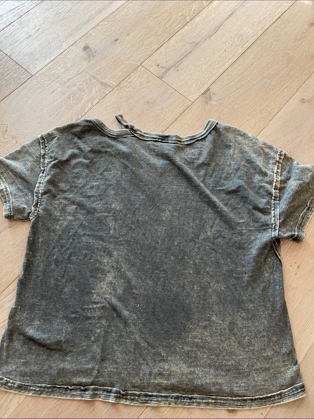 We The Free Free People gray mineral wash Alex cold shoulder slub tee size med - Picture 3 of 3